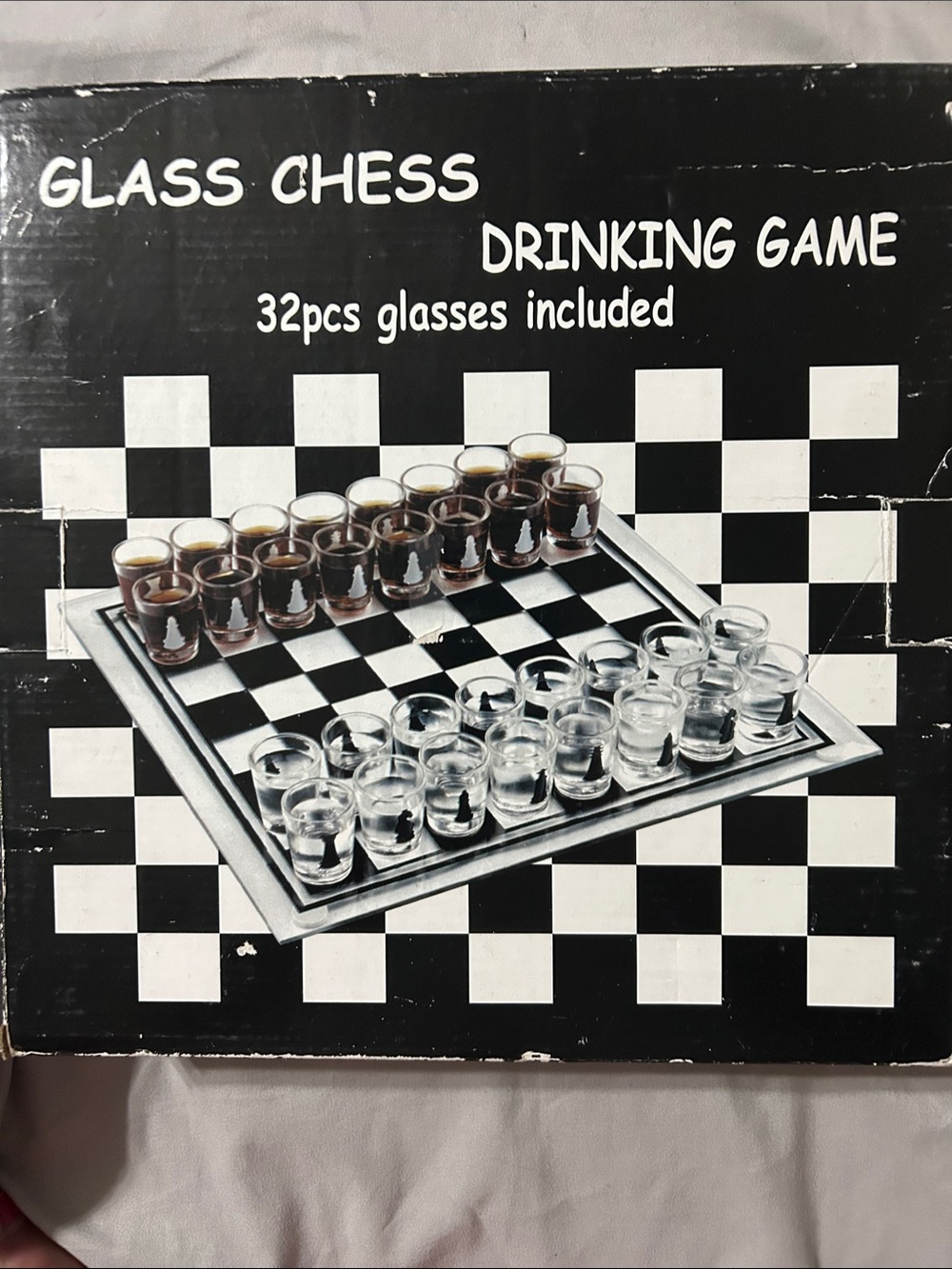 Glass Chess Drinking Game Set - Clear & Brown Shot Glasses